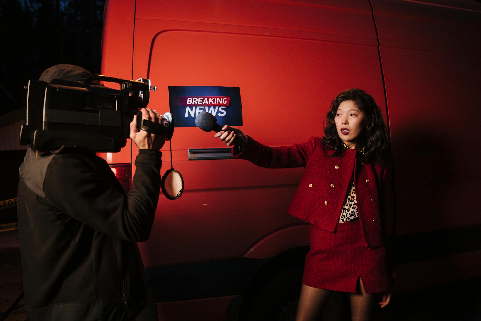 reporter broadcasting live news
