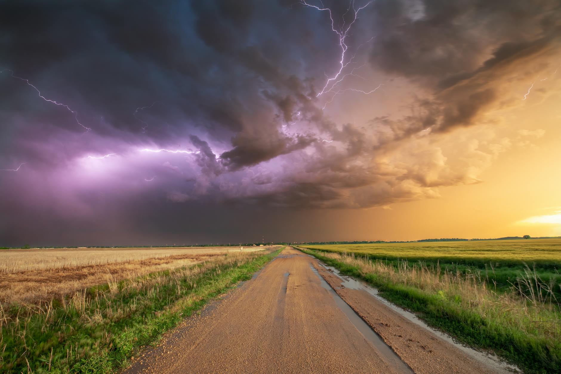 dramatic thunderstorm over oklahoma wheat field