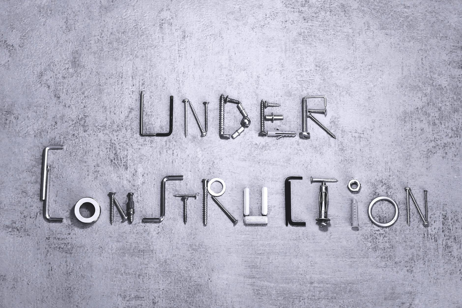 creative under construction word art with tools